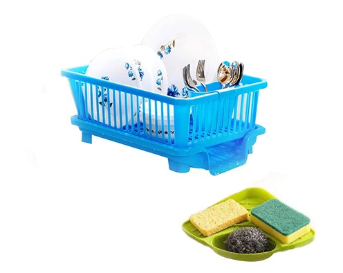 Prexo Plastic Rectangular Plate Holder, Basket Kitchen Storage Organiser 25 x 20 x 15 cm