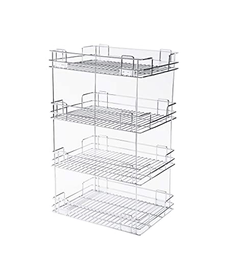 Stainless Steel Rectangular Plate Holder Kitchen Storage Organiser 10 x 22 x 17 mm