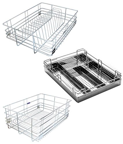 Stainless Steel Rectangular Basket Kitchen Storage Organiser 01