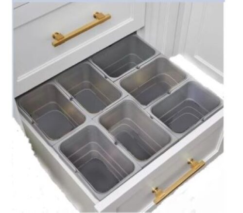 Stainless Steel Rectangular Basket Kitchen Storage Organiser 8 x 20 x 15 mm