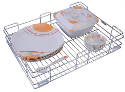 AJ ENTERPRISES Stainless Steel Rectangular Basket Kitchen Storage Organiser