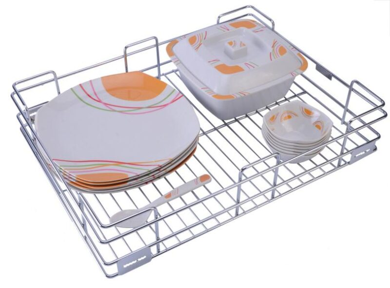 AJ ENTERPRISES Stainless Steel Rectangular Basket Kitchen Storage Organiser