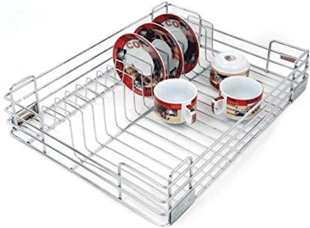 ISHITA Stainless Steel Rectangular Cup and Saucer Holder Kitchen Storage Organiser