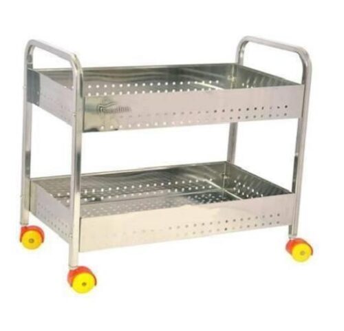 Stainless Steel 2 Shelves Vegetable Rack Trolley 30 x 25 x 40 cm