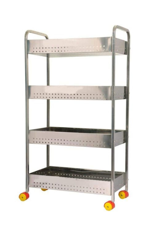 Stainless Steel 4 Shelves Vegetable Rack Trolley 60 x 40 x 120 cm