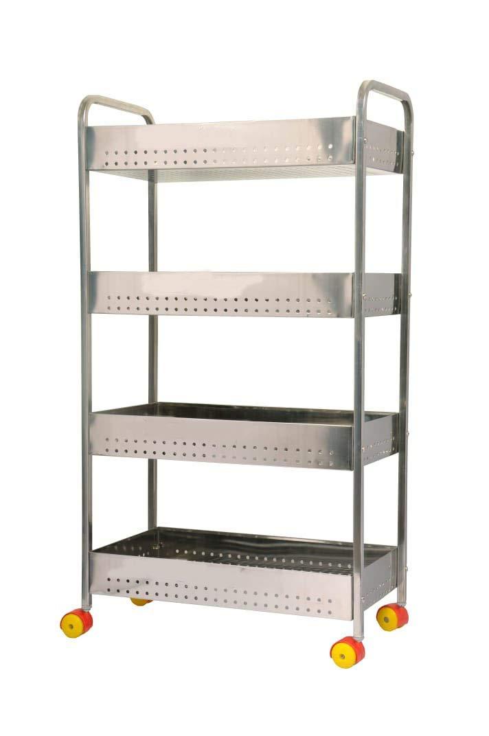 Stainless Steel 4 Shelves Vegetable Rack Trolley 60 x 40 x 120 cm