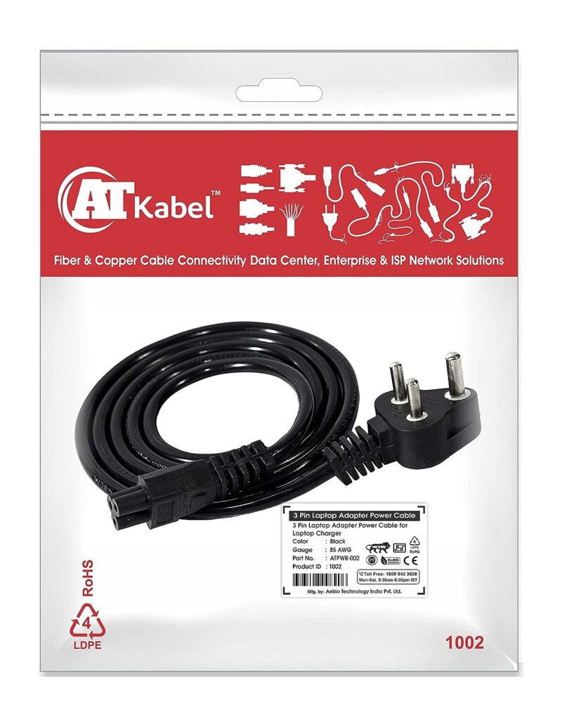 ATKabel Power Cord 3 Pin Laptop Power Cable 1 m 3.5 A