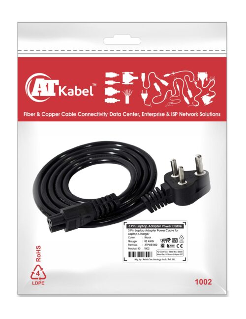 Aetrio 3 Pin Laptop Power Cable 1 m 3.5 A