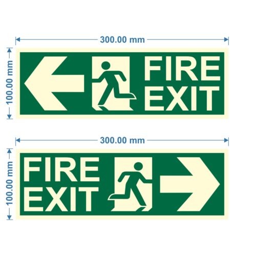Being Safe Direction Signages 100 x 300 mm Adhesive and Wall Mount Photoluminescent & Sunboard 3m