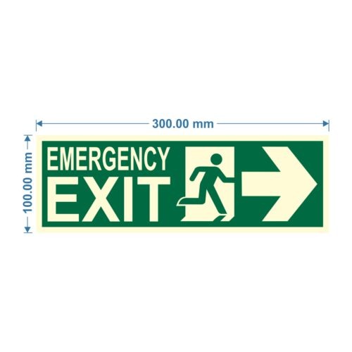 Being Safe Direction Signages 100 x 300 mm Adhesive and Wall Mount Photoluminescent & Sunboard 3m