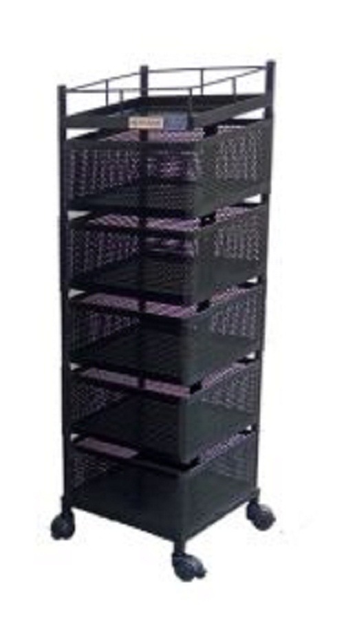 Stainless Steel 5 Shelves Vegetable Rack Trolley 60 x 40 x 90 cm