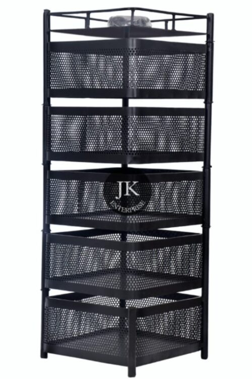 Mild Steel 5 Shelves Vegetable Rack Trolley 12.5 x 12.5 x 16.5 inch