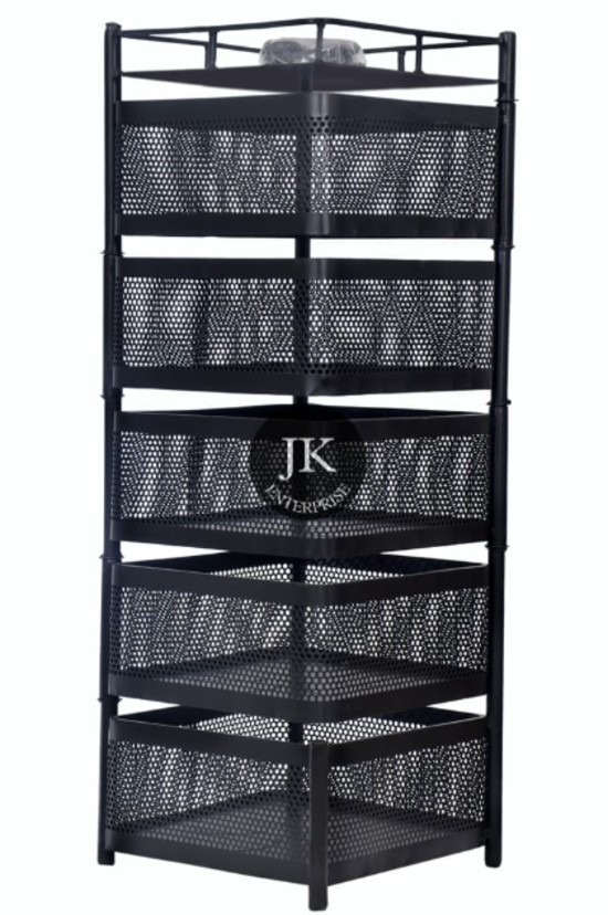 Mild Steel 5 Shelves Vegetable Rack Trolley 12.5 x 12.5 x 16.5 inch