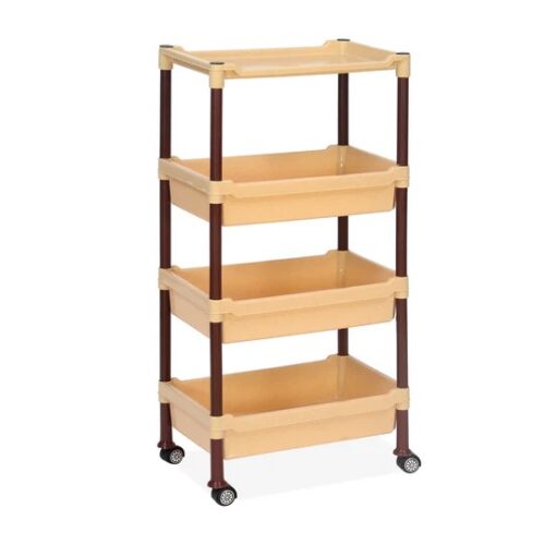 Nilkamal Plastic 4 Shelves Vegetable Rack Trolley 608 x 620 x 808 mm