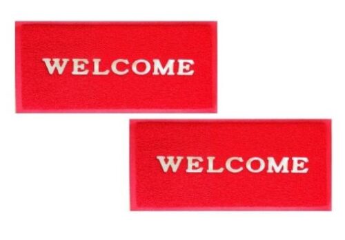 Rectangular Plastic Welcome Doormat 16''X27'' Red