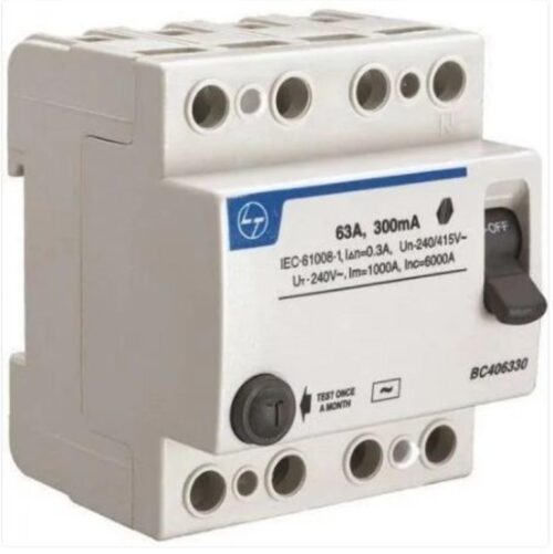 L&T 63 A Four Pole 300 mA RCCB