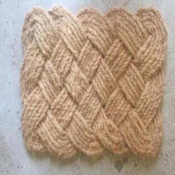 Abstract Rectangular Coco Rope Doormat 20 x 12 inch Brown
