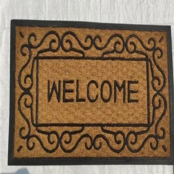 Rectangular Coir and Rubber Matting Doormat 40 x 60 cm Brown