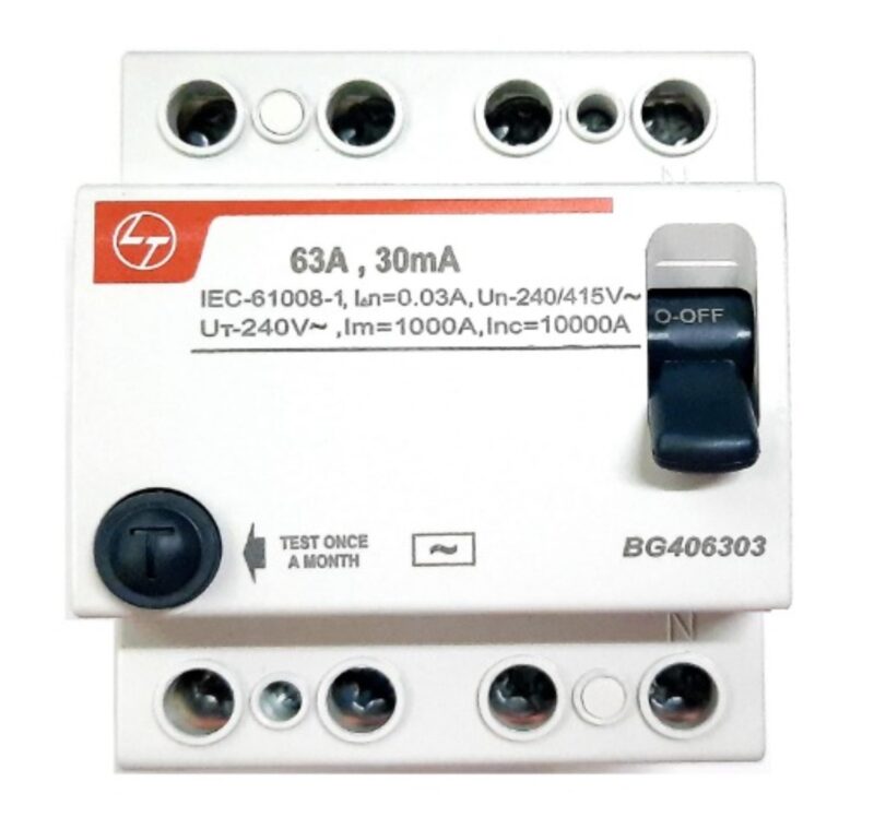 L&T 63 A Four Pole 30 mA RCCB
