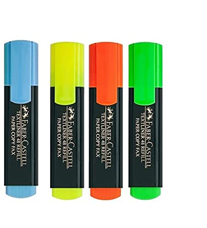 Faber Castell Highlighter Pen Pocket Chisel Green,Blue,Yellow,Orange