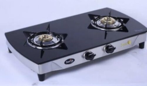 Surya Crystal Glass Black 2 burners Glass Cooktop