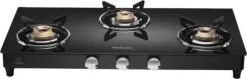Hindware Armo PLUS GLBLK Black 3 Burners Glass Cooktop