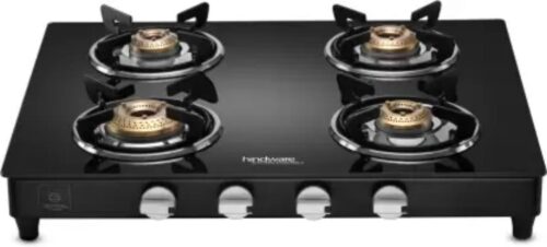 Hindware Armo PLUS GL  BLK Black 4 Burners Glass Cooktop