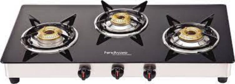 Hindware Emineo Black 3 Burners Glass Cooktop