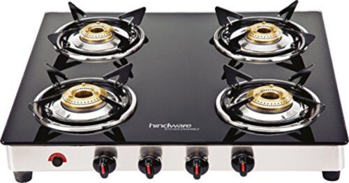 Hindware Emineo AI Black 4 Burners Glass Cooktop