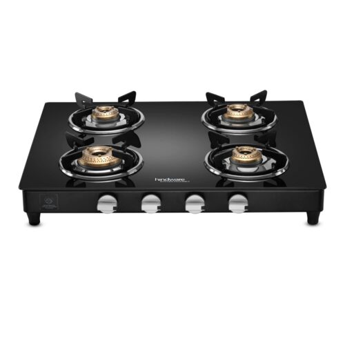 Hindware Arsenio Plus Black 4 Burners Glass Cooktop