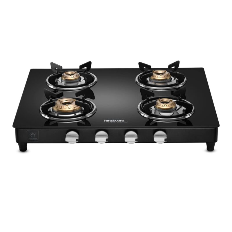 Hindware Arsenio Plus Black 4 Burners Glass Cooktop