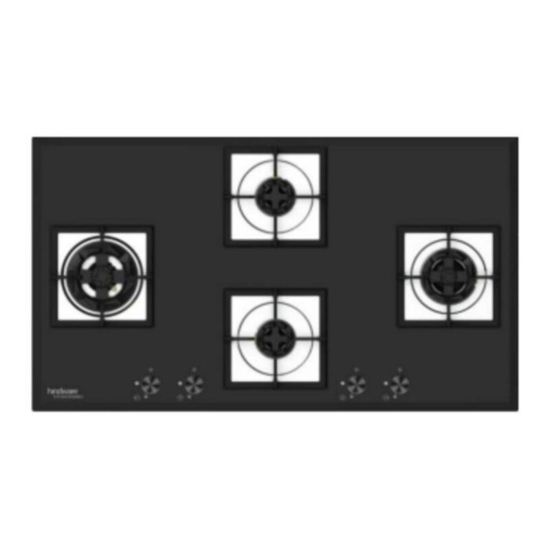 Hindware Aster 90 Gas Hob Black 4 Burners Glass Cooktop