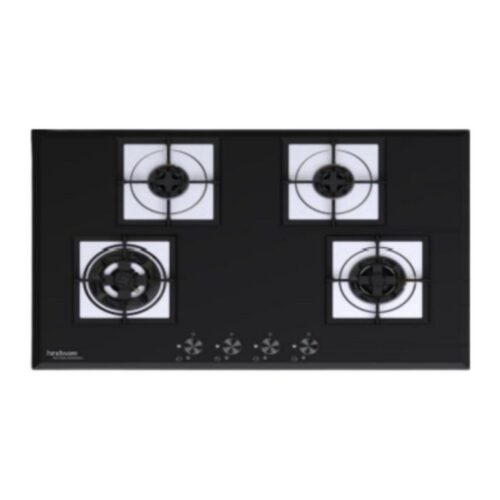 Hindware Aster 76 Gas Hob Black 4 Burners Glass Cooktop