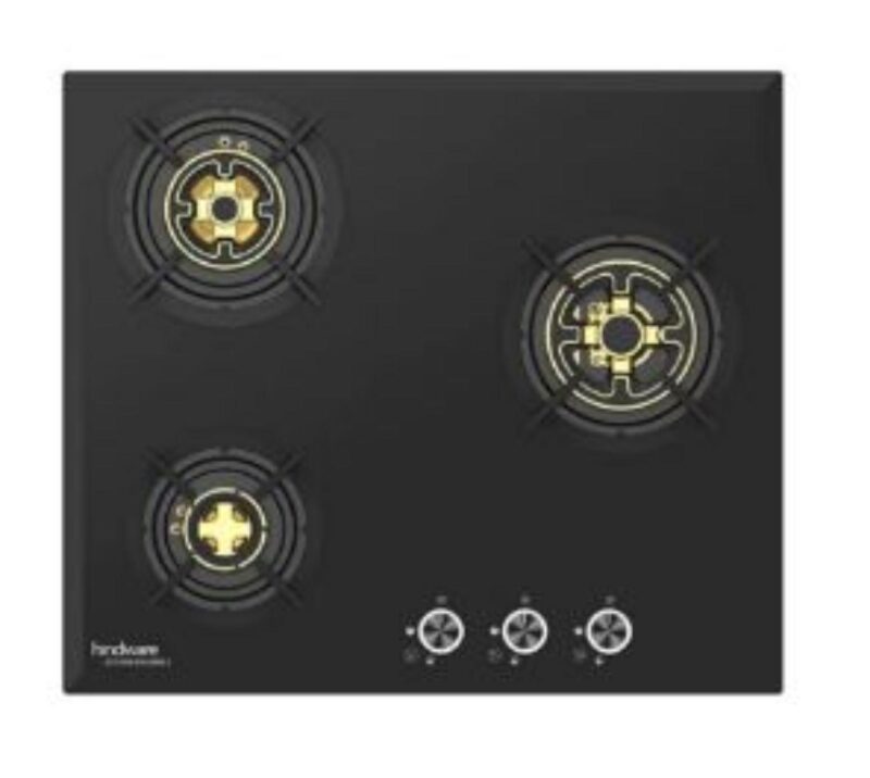 Hindware Rosia 60 Sleektop Hob Black 3 Burners Glass Cooktop