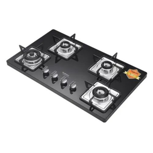 Hindware Rosia 65 Sleektop Hob Black 4 Burners Glass Cooktop