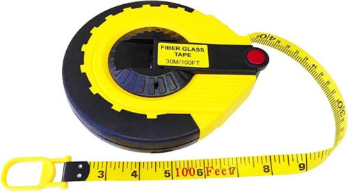 13 mm Fiberglass Measuring Tapes 30 m Black and Yellow