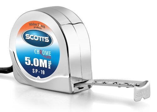 SCOTTS 19 mm Steel Measuring Tapes Chrome Plated 5 m Silver