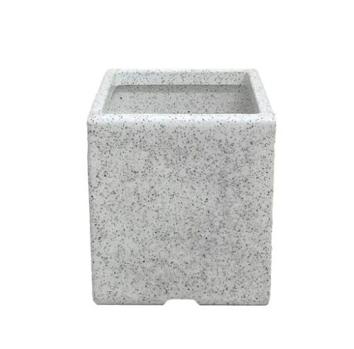 A One Green Plastic Cubo Pot Planter White Stone