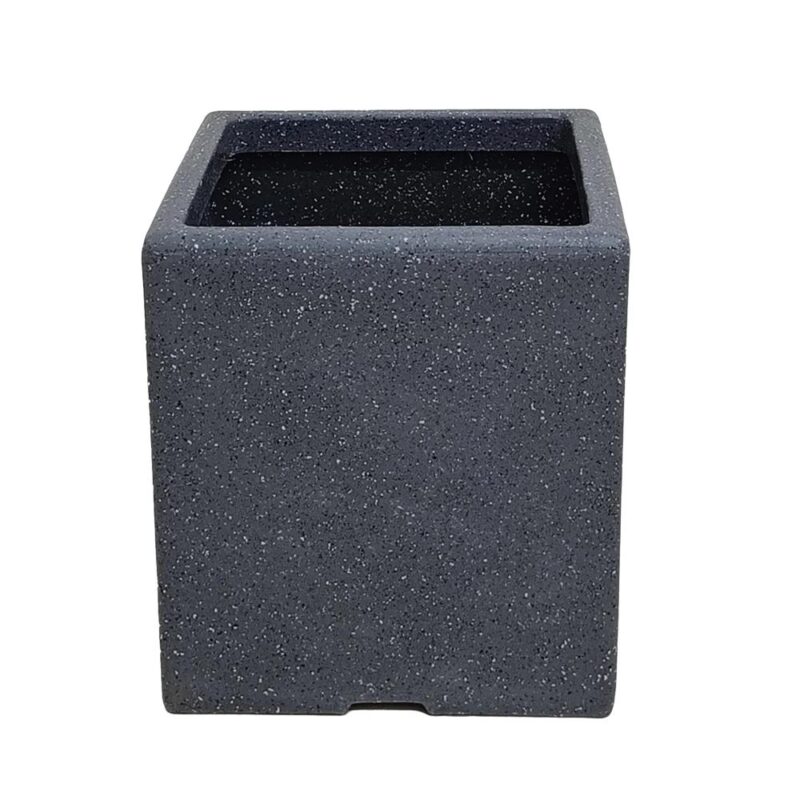 A One Green Plastic Cubo Pot Planter Black Stone