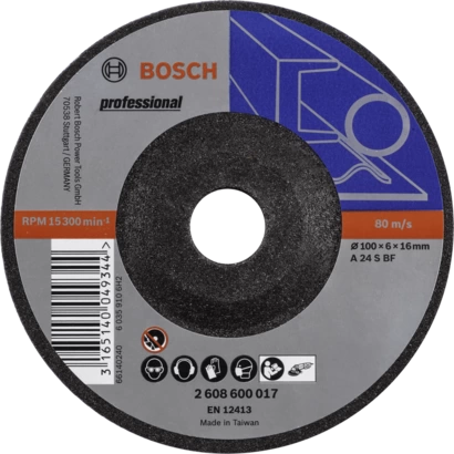 BOSCH 100 mm Grinding Wheels A 24 S BF 6 mm 15300 rpm 16 mm