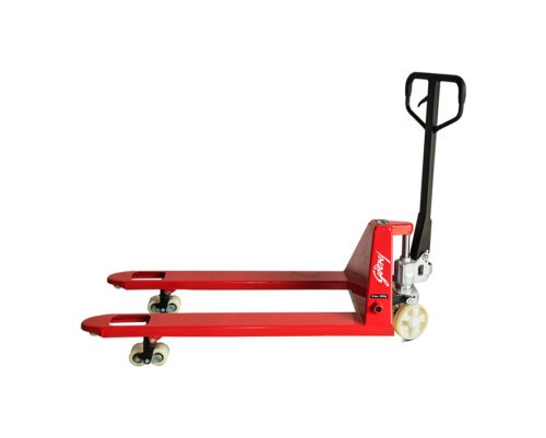 15859-409_image_0.jpg Godrej 2500 kg Mild Steel Hand Pallet Trolley GPT2500 NT 1150 x 550 mm