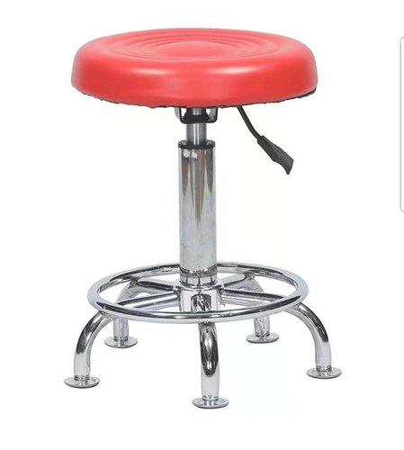 15965-739_image_0.jpg Hospra Stools Revolving Mild Steel Red and Silver