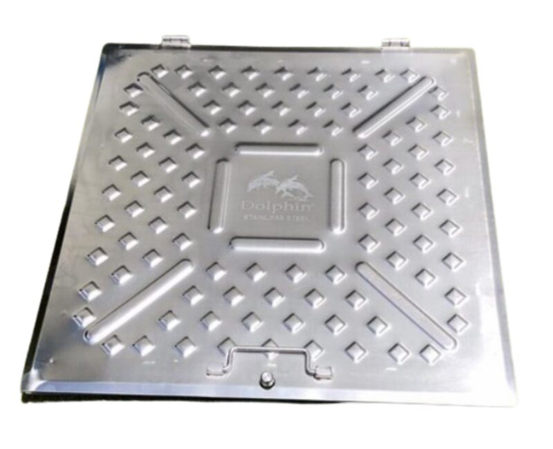 16015-487_image_0.jpg Dolphin Stainless Steel Square Manhole Drain Cover Frame 202