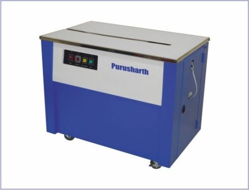 16026-123_image_0.jpg Purusharth Strapping Machines 2.5 sec/strap Semi Automatic Single Phase Blue