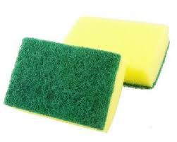 Sponge Pad Cleaning Scrubber 3x4 sq in Green & Yellow