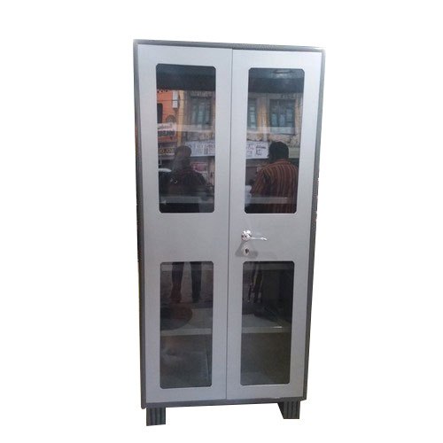Glass Door Book Shelf Steel, Metal Bookshelf
