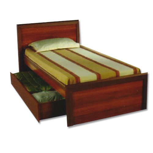 Wooden Single Hostel Bed 77" x 36" x 18" Brown