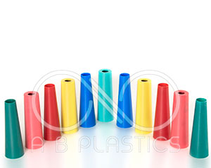 16100-1058_image_0.jpg A B PLASTICS Polypropylene T Cone Knurling Surface Sewing Thread Winding Cones 114 mm