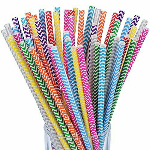 Straight Paper Disposable Straws 20 cm Multicolour