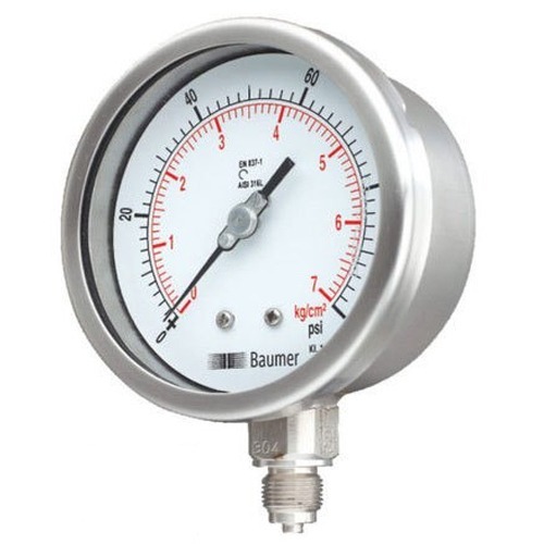 16122-586_image_0.jpg Baumer 0 - 10 kg/cm2 Pressure Gauge 4 inch